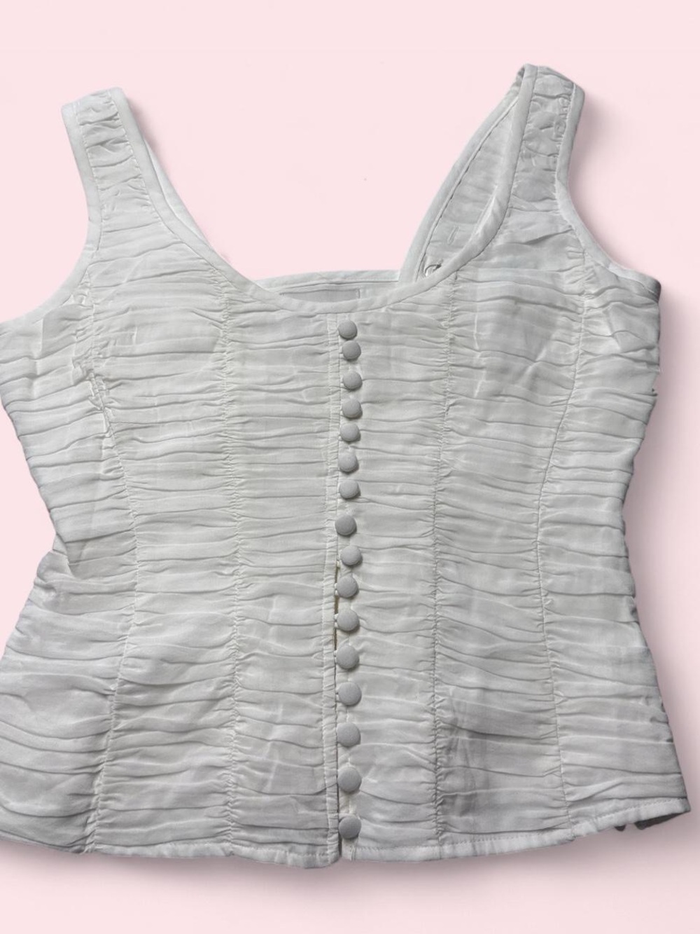 Reformation Archer Top White Ruched Button Front Corset Tank Top Size 2